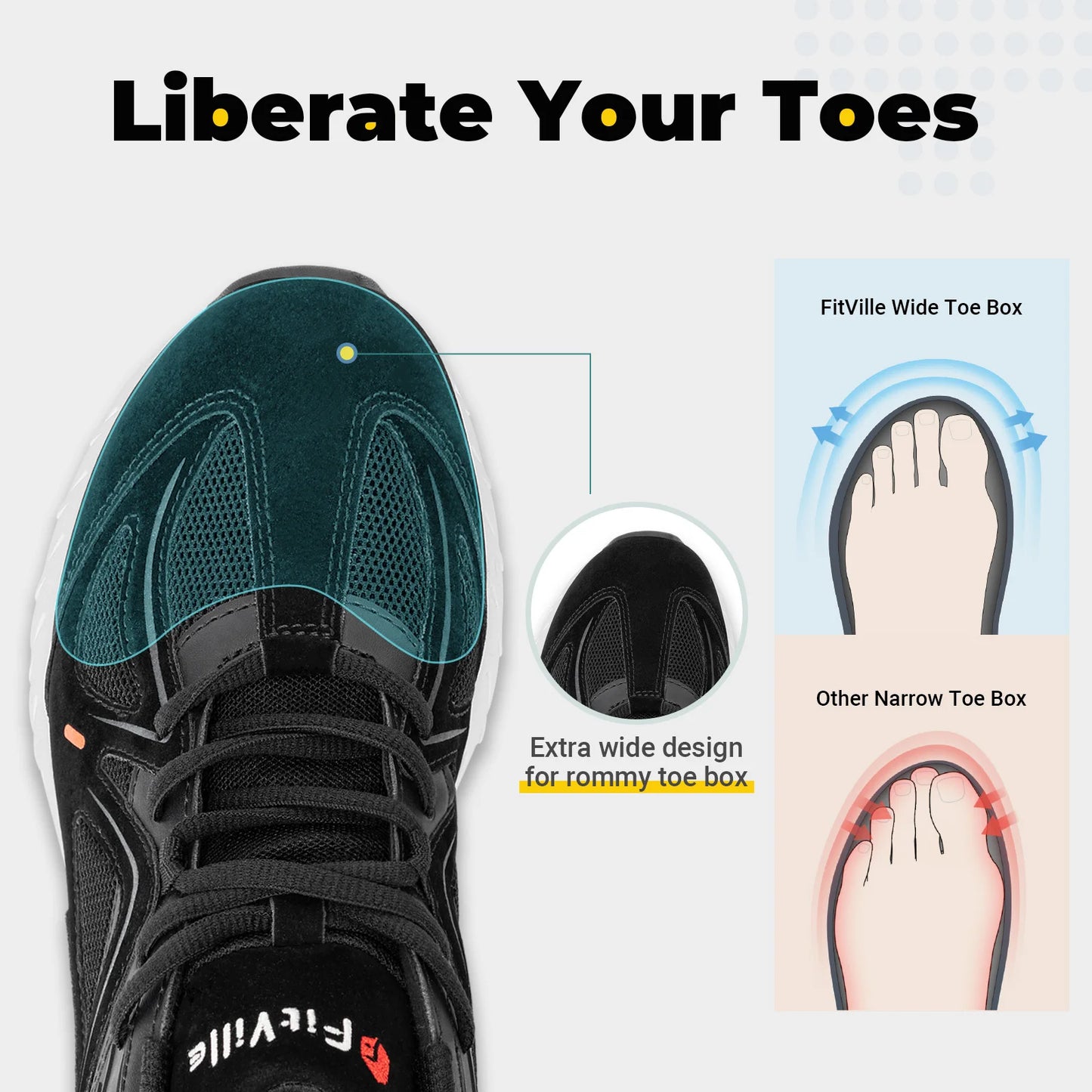 Fittington Men Walking Shoes Extra Wide Non Slip Flat Feet