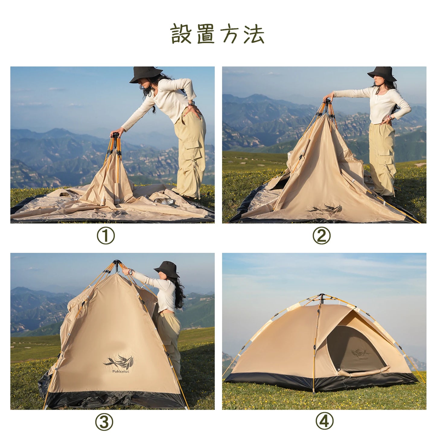 Pakicetus Windproof Lightweight Family Camping Tent With Easy Setup