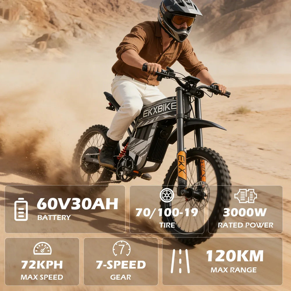 EKX TX1 Electric Bike 6000W Peak Motors 60V 30Ah Ebike