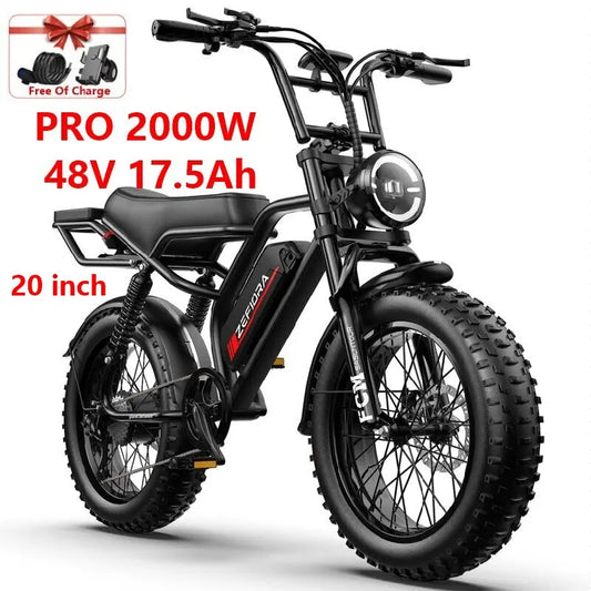 ZEFIORA Electric Fat Bike 1000W Brushless Motor Lithium Battery