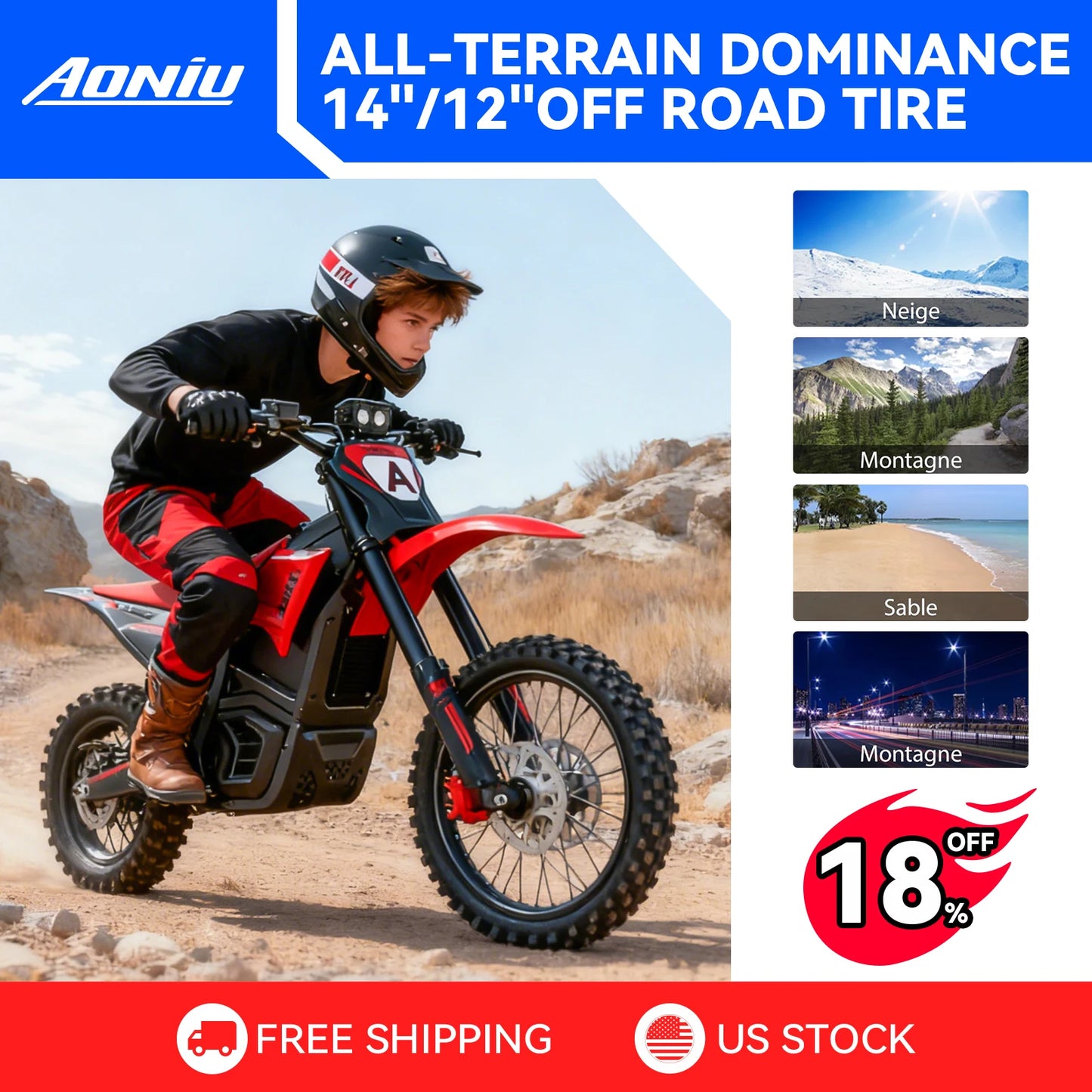 AONIUF B5 Electric Dirt Bike For Kids Teens Offroad Ready