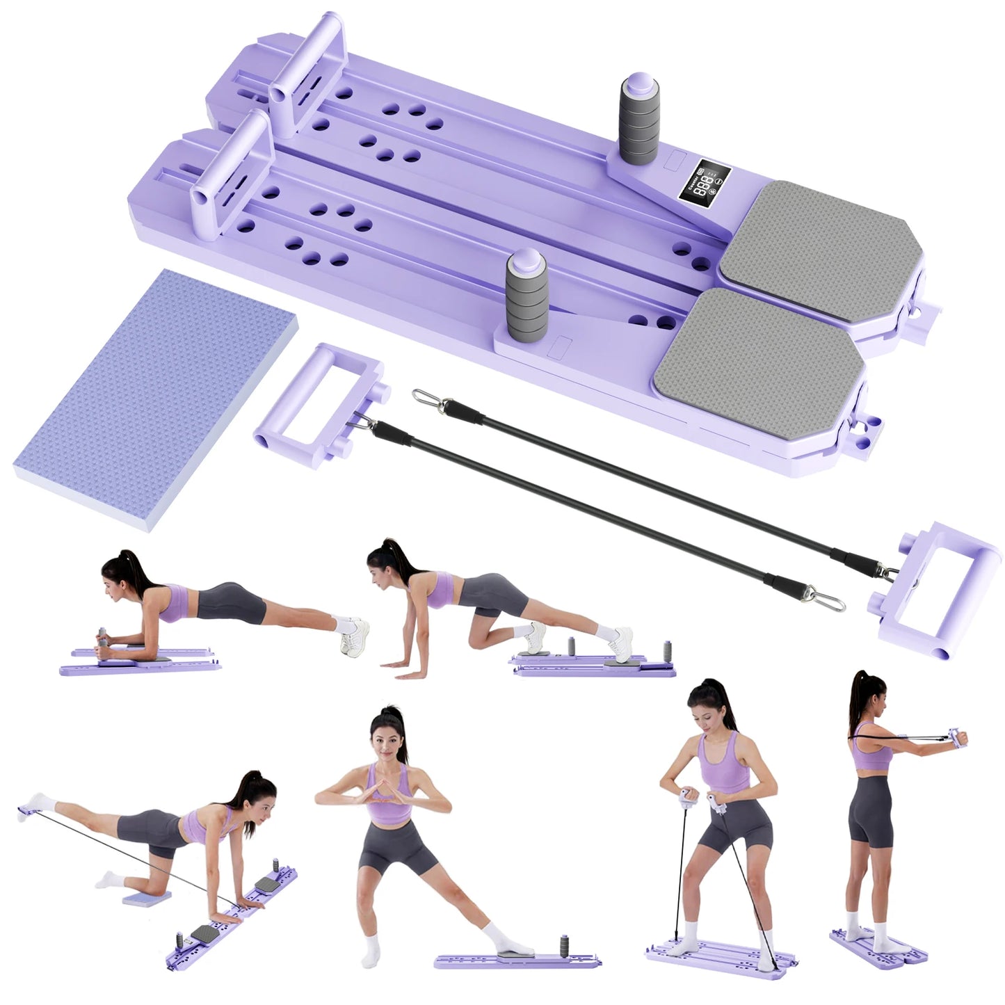 Ab Pilates Board Multi Functional Abdominal Fitness With Resistance Bands