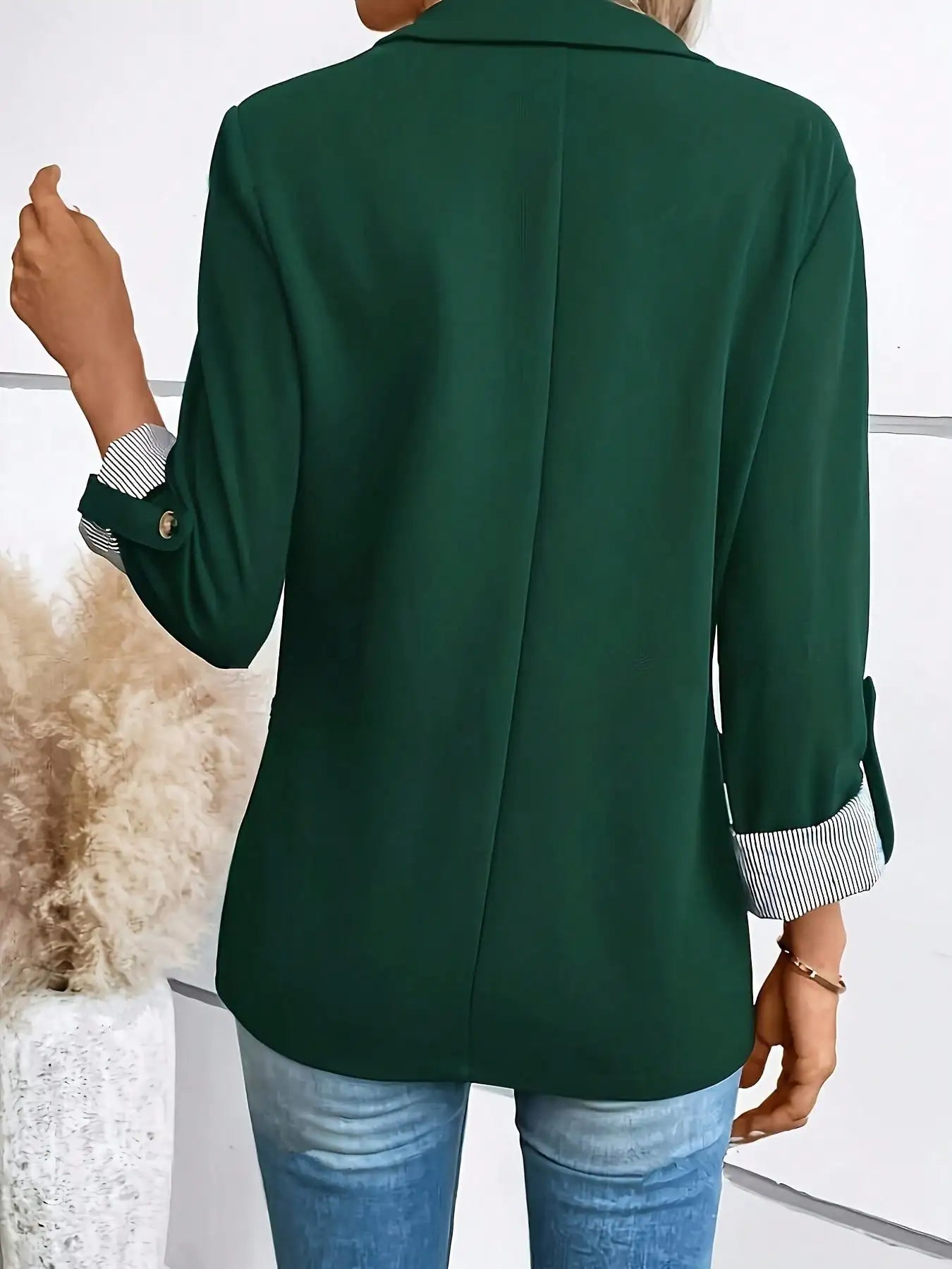 Junior Solid Casual Jacket With Gathered Cuffs For Spring
