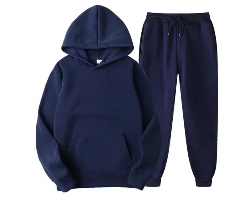 NONECN Unisex Tracksuit Hoodies 2Piece Fleece Set Pullover