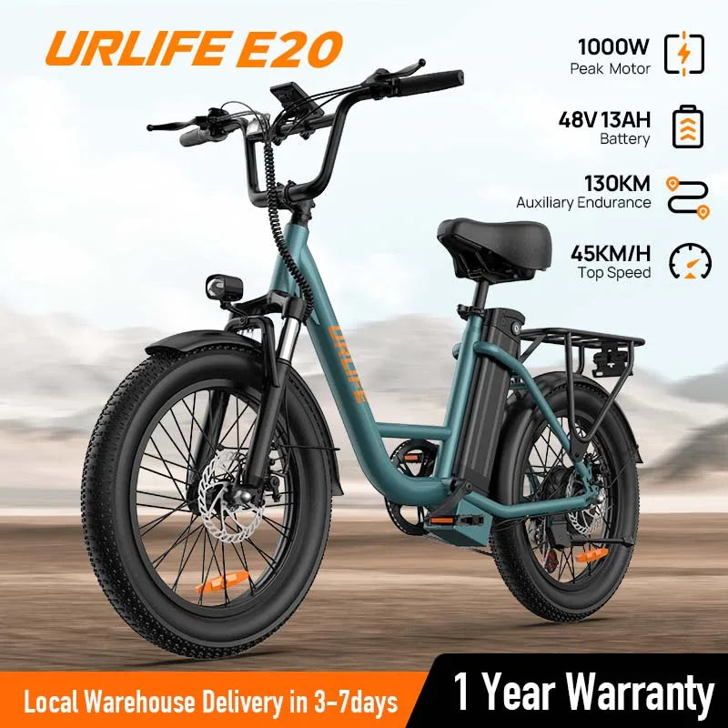 URLIFE 1000W E20 Electric Bike With Removable Battery And Dual Disc Brakes