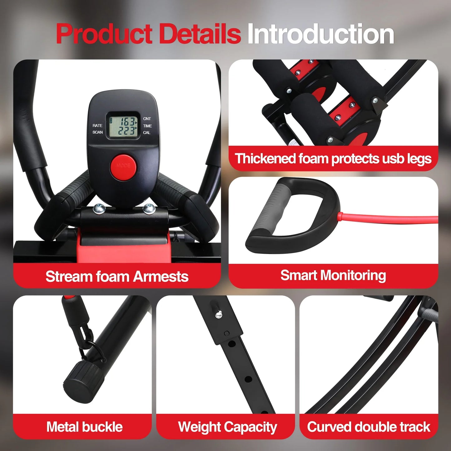 Abdominal Curling Exercise Machine Dual Track Trainer For Home Gym