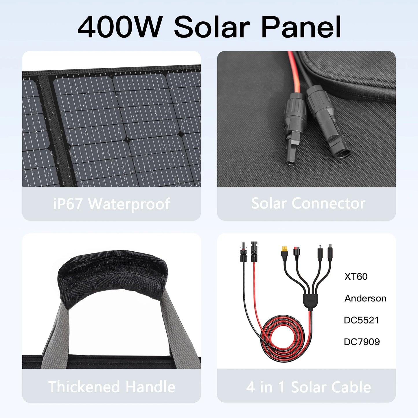 MHPOWOS 400W Foldable Portable Solar Panel For Outdoor Use