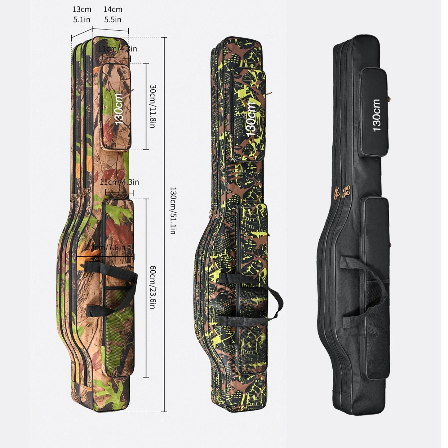Waterproof Folding Fishing Rod Holdall Bag Oxford Carry Case
