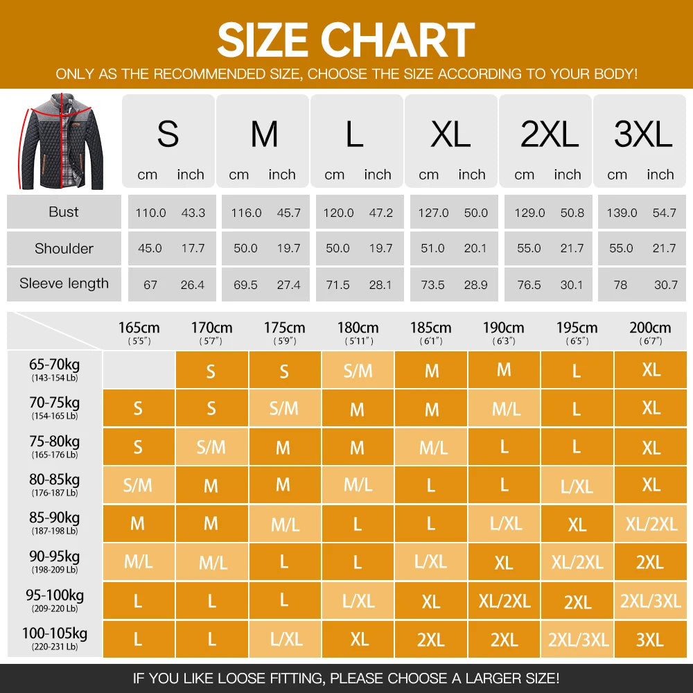 Men's Winter Bomber Jacket Quilted Coat Waterproof Lightweight