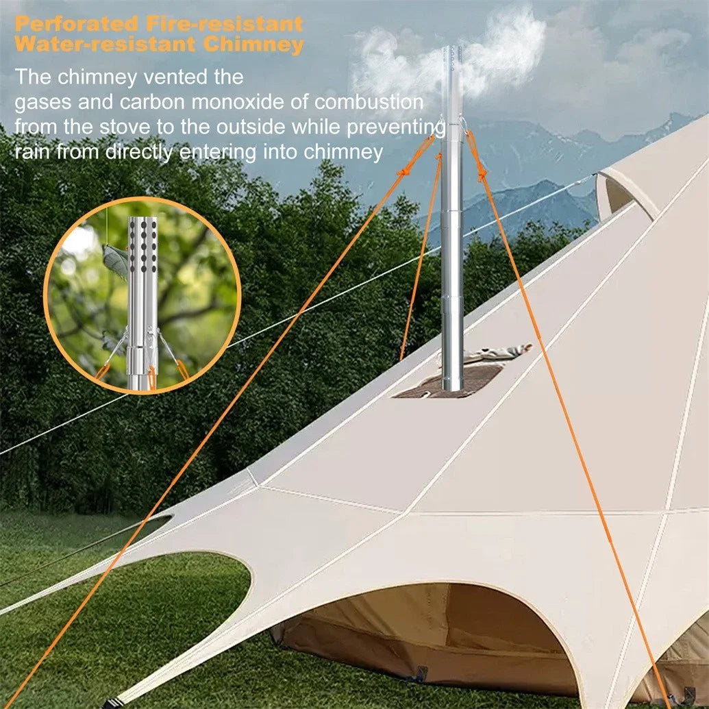Hot Tent Stove Wood Burning Portable Outdoor Heater With Chimney