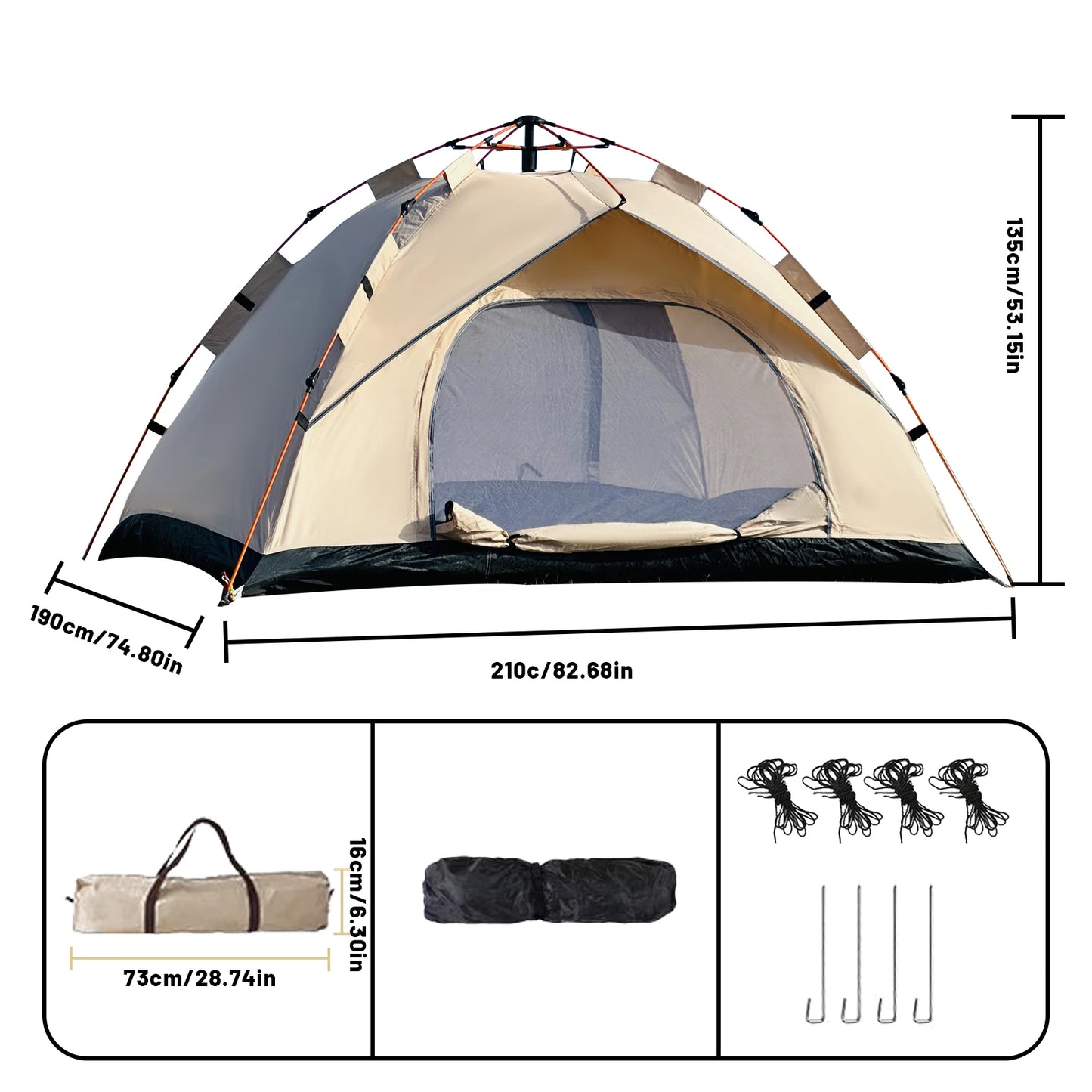 Pakicetus Windproof Lightweight Family Camping Tent With Easy Setup