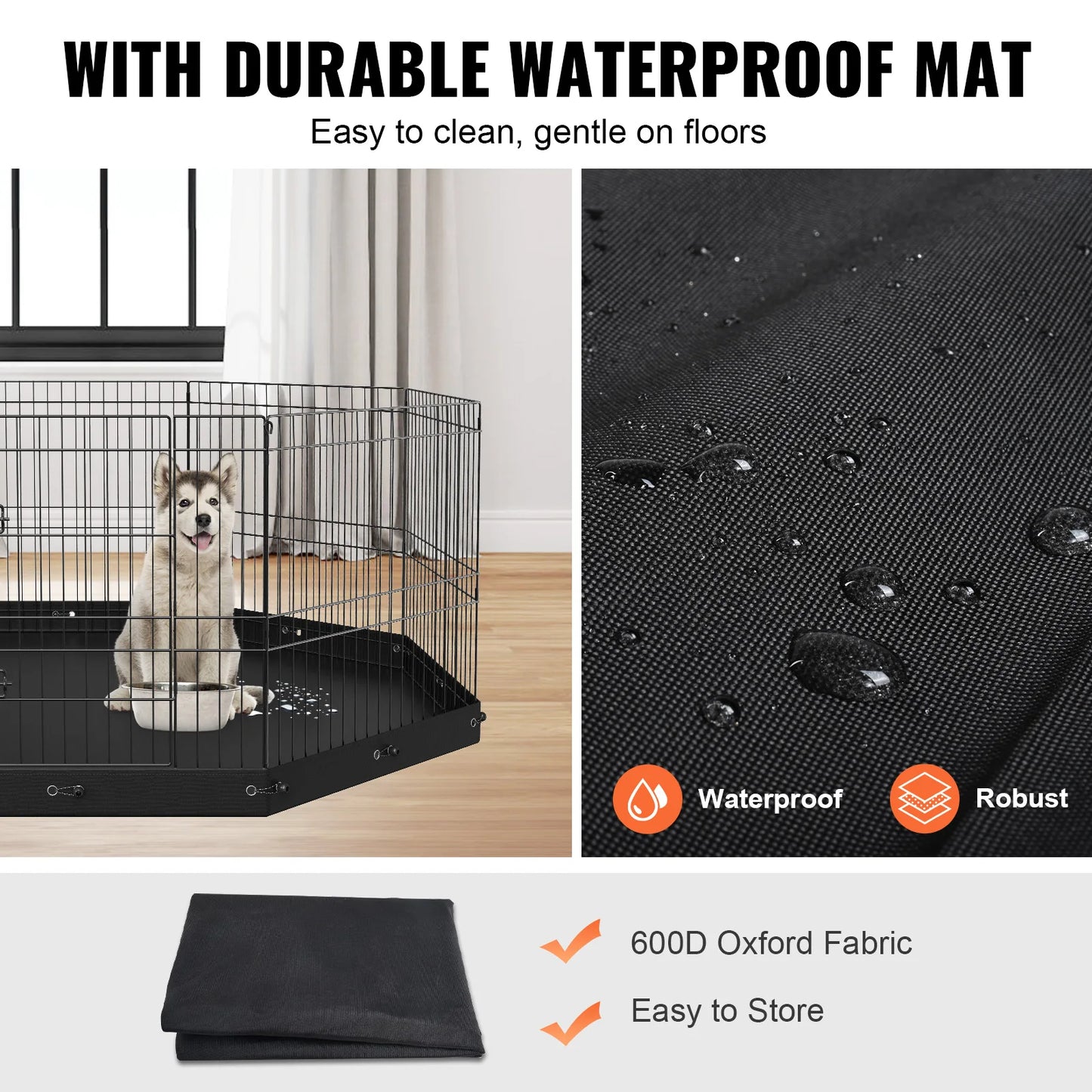 NONEDog Eight Panel Foldable Dog Playpen Metal Exercise Fence