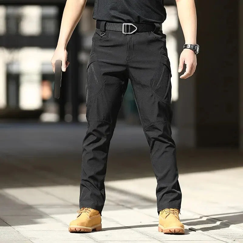 Men's Running Mountaineering Outdoor Sports Training Pants Casual Black Workwear Multi Pocket Zippered Trousers