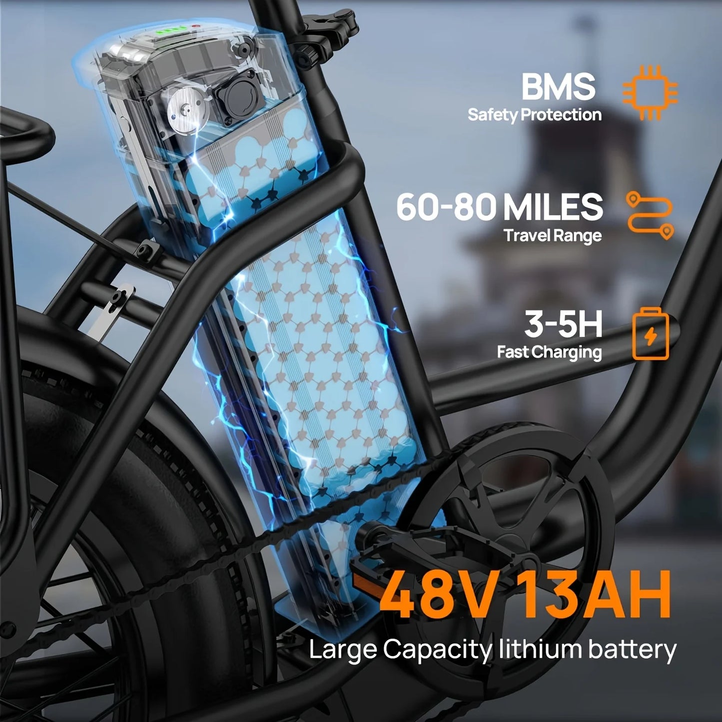 URLIFE 1000W E20 Electric Bike With Removable Battery And Dual Disc Brakes