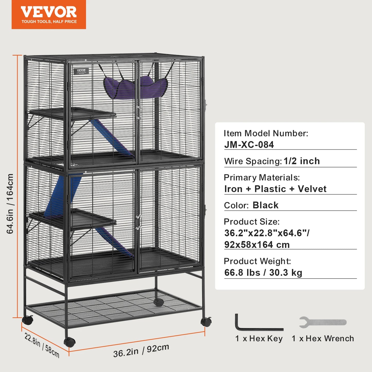 SucceBuy 4 Tier Rolling Metal Cage for Small Animals