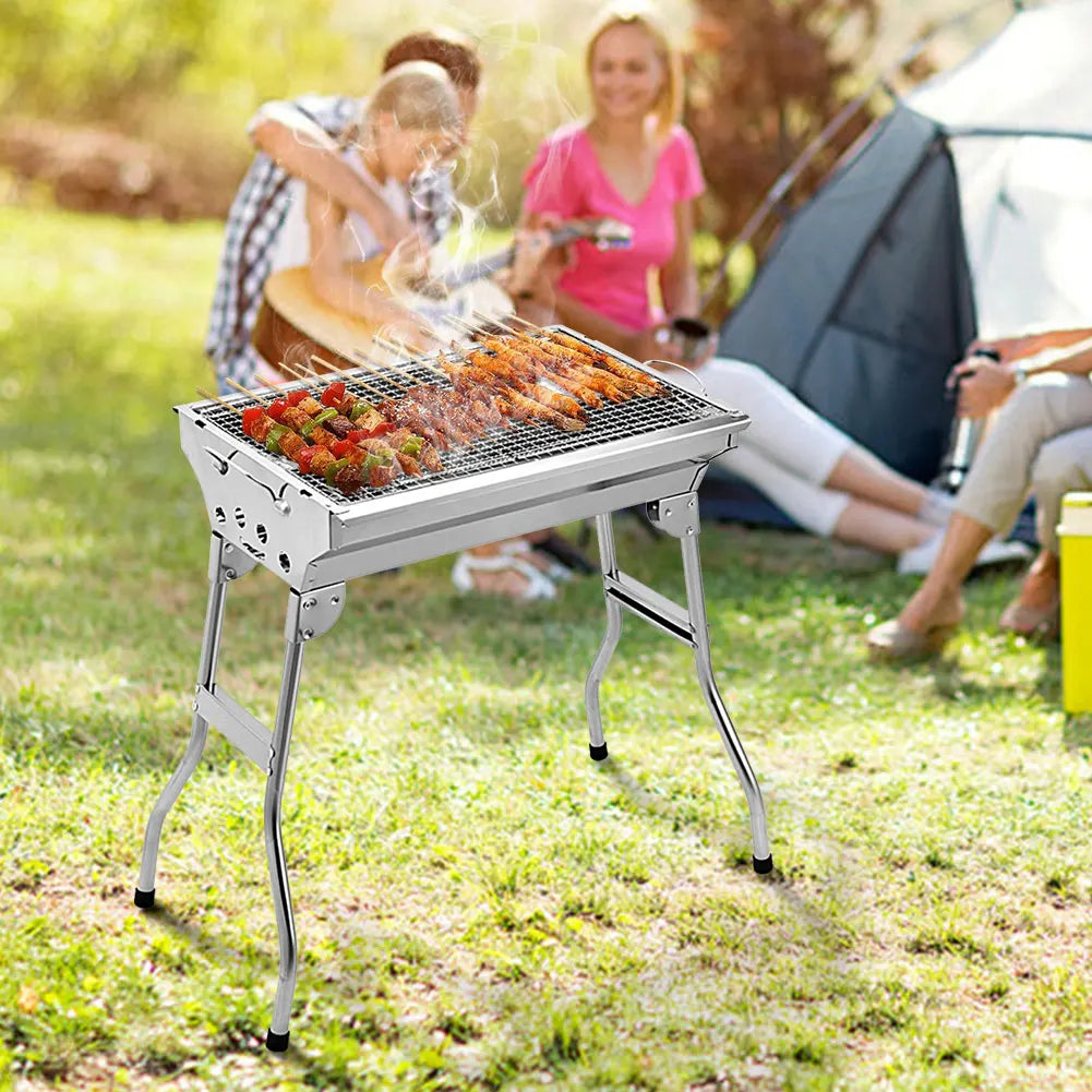 NONED Portable Stainless Steel Barbecue Grill With Stand For Camping