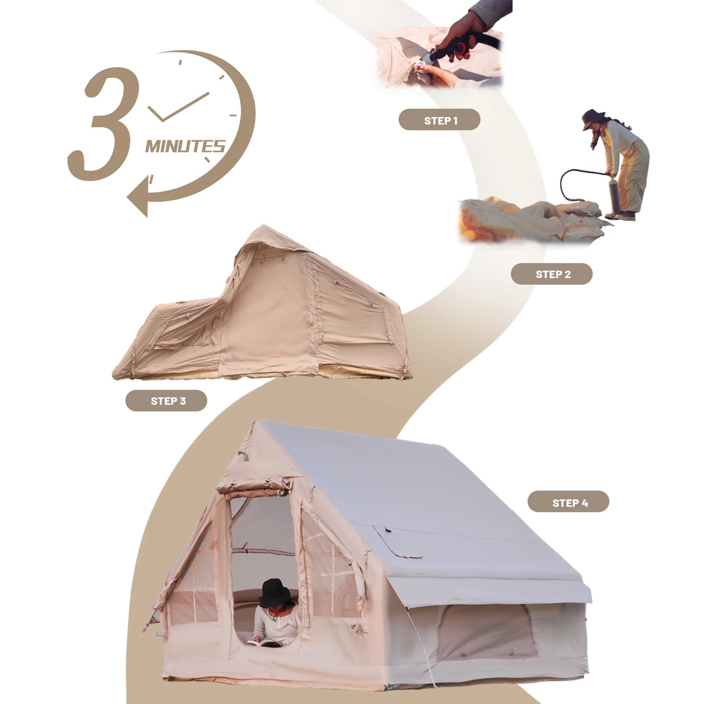 Pakicetus Inflatable Camping Tent Quick Setup Airframe Shelter