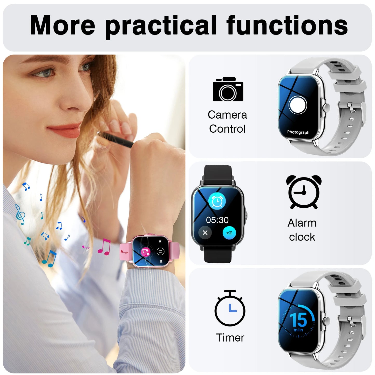 Odelettevcy Smart Watch With Wireless Calling And Weather Forecast