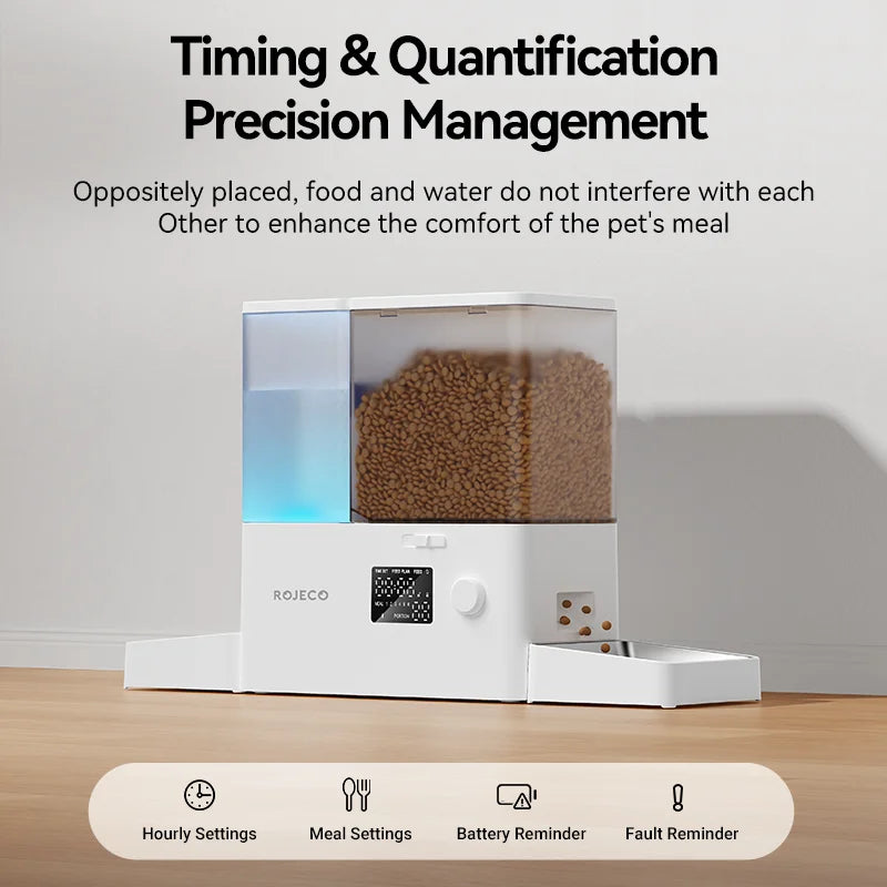 ROJECO 2in1 Automatic Pet Feeder With Water Fountain