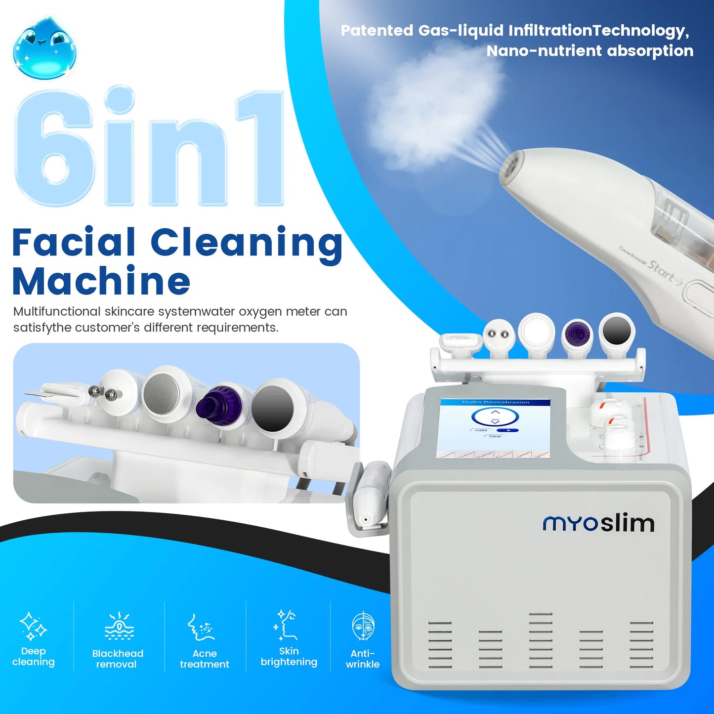 TAIXL 6 In 1 Hydro Microdermabrasion Facial Machine With Oxygen Jet