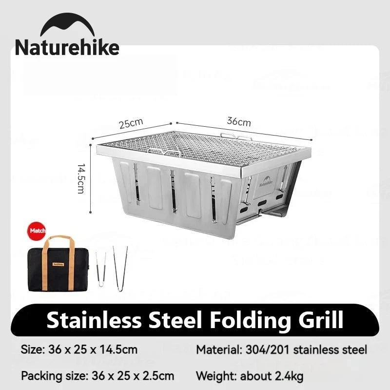 Naturehike Charcoal Grill For IGT Table Portable Folding BBQ Tongs