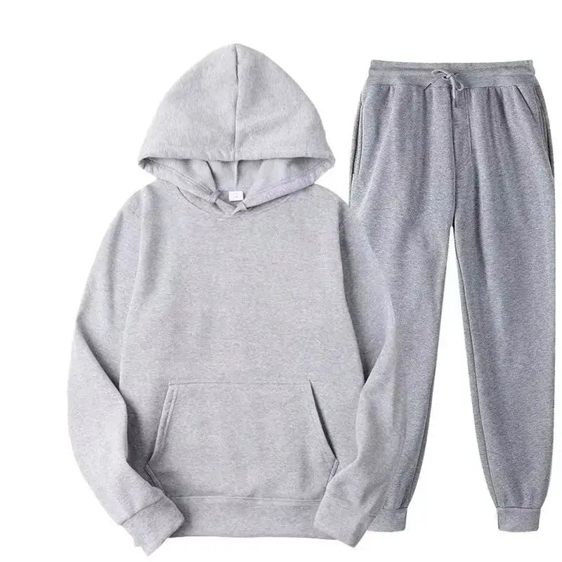 NONECN Unisex Tracksuit Hoodies 2Piece Fleece Set Pullover