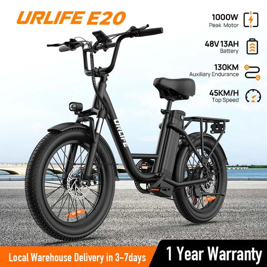 URLIFE 1000W E20 Electric Bike With Removable Battery And Dual Disc Brakes