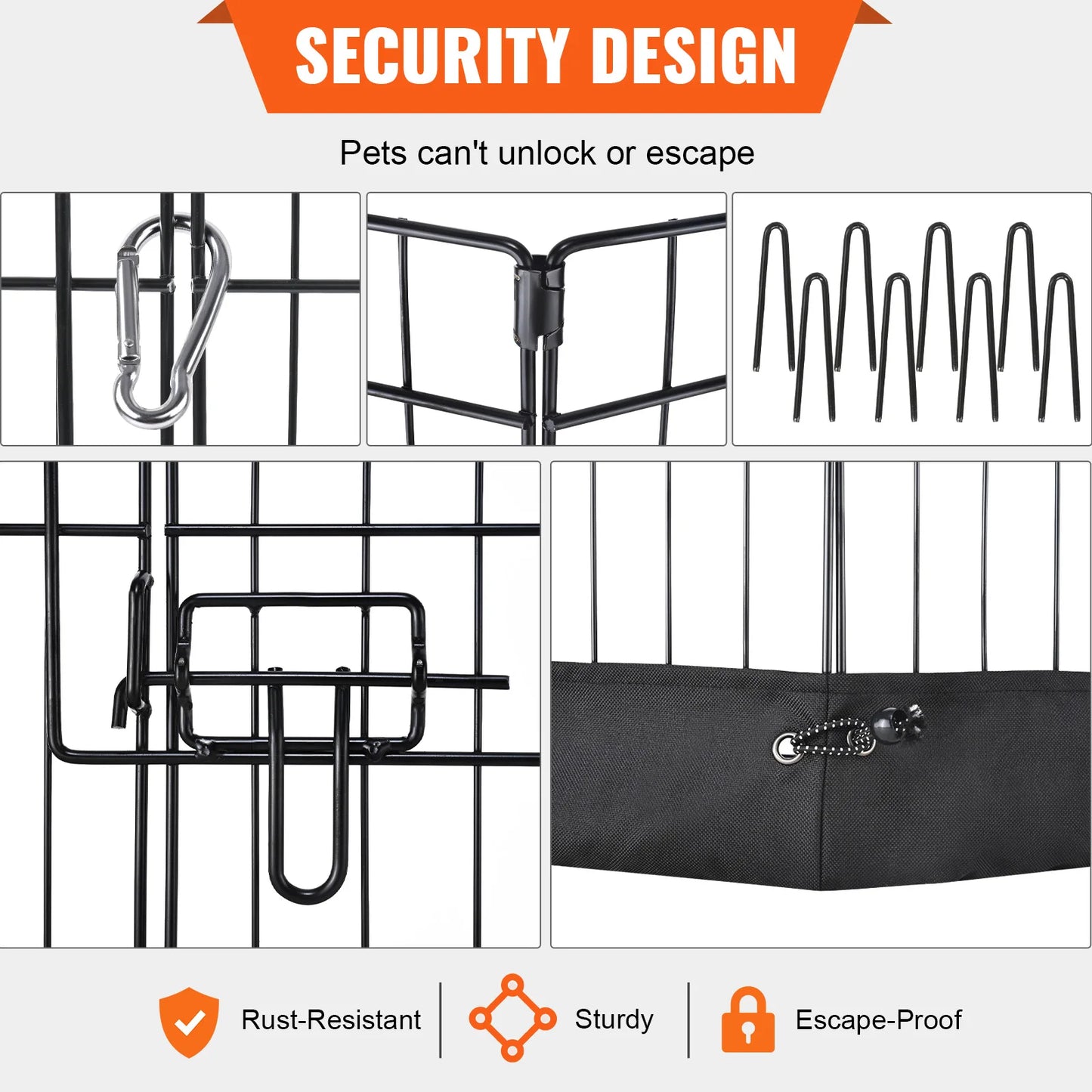 NONEDog Eight Panel Foldable Dog Playpen Metal Exercise Fence