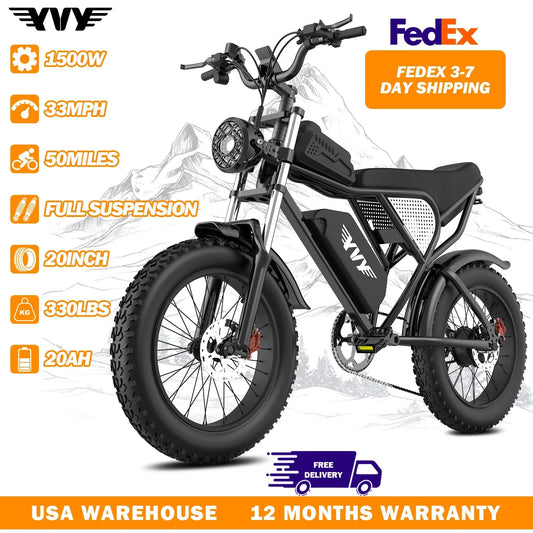 YVY K20 Electric Bike 1500W 70 Miles Range Fat Tire