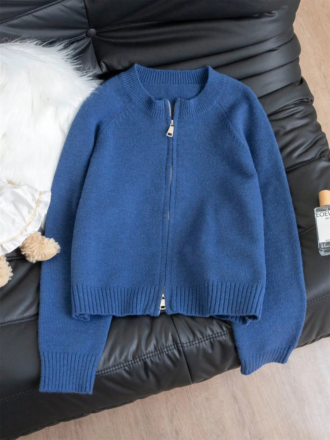 Zipper Knit Cardigan For Women Casual Autumn Winter Jacket