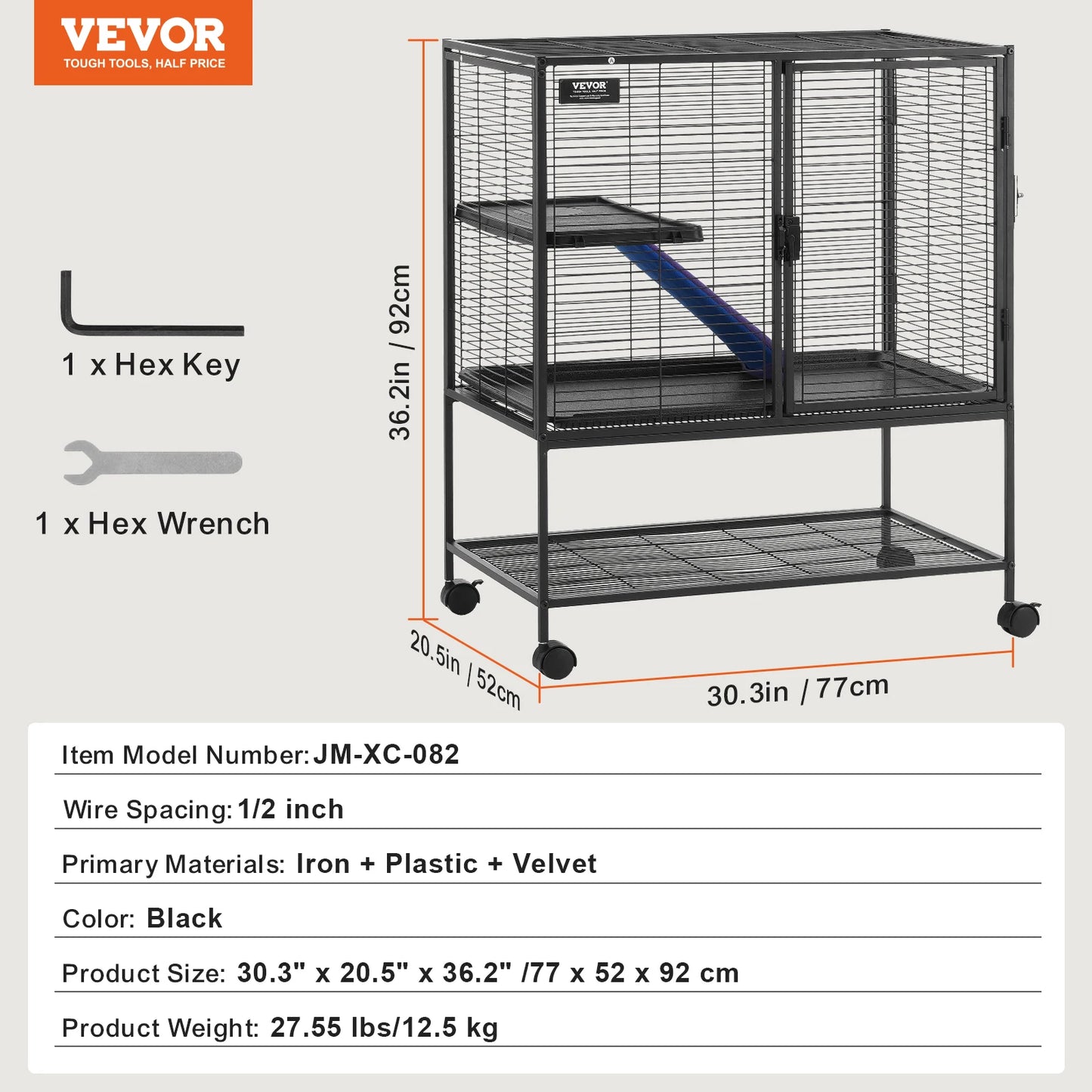 SucceBuy 4 Tier Rolling Metal Cage for Small Animals