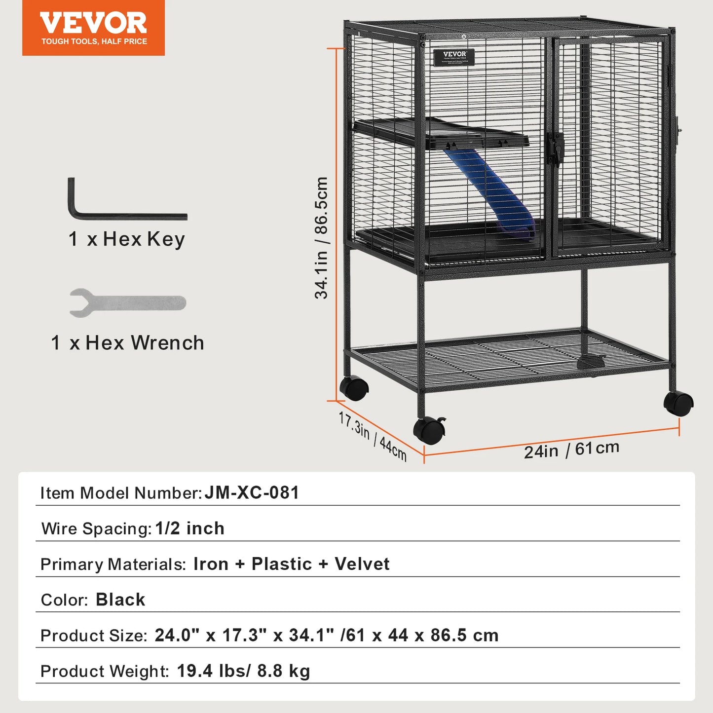 SucceBuy 4 Tier Rolling Metal Cage for Small Animals