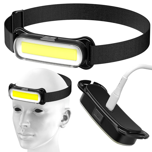 USB Rechargeable LED Headlamp Waterproof With Adjustable Headband For Outdoors