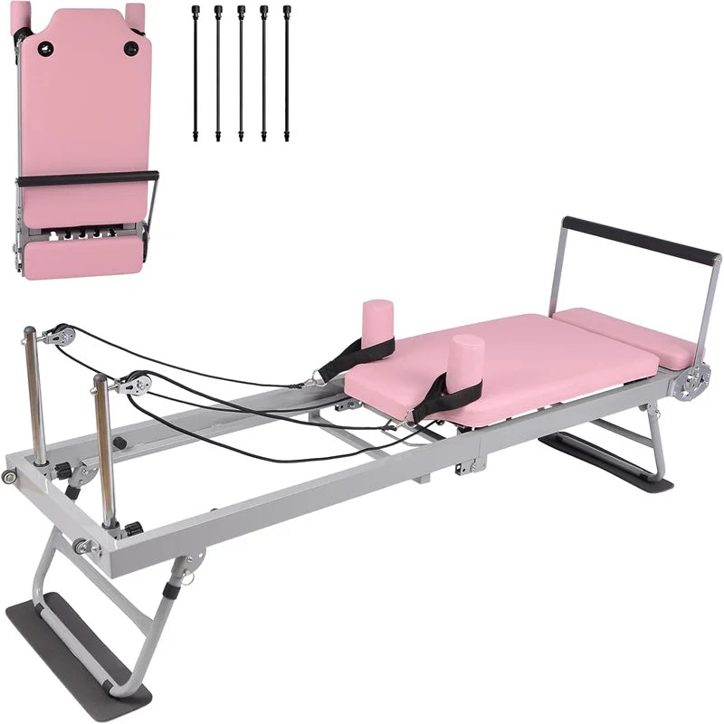 Pilates Reformer Machine Foldable With Adjustable Resistance For Home Gym