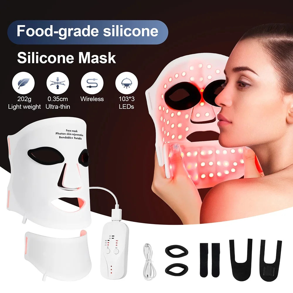 Foreverlily Silicone LED Mask With Neck For Red Light Infrared Therapy