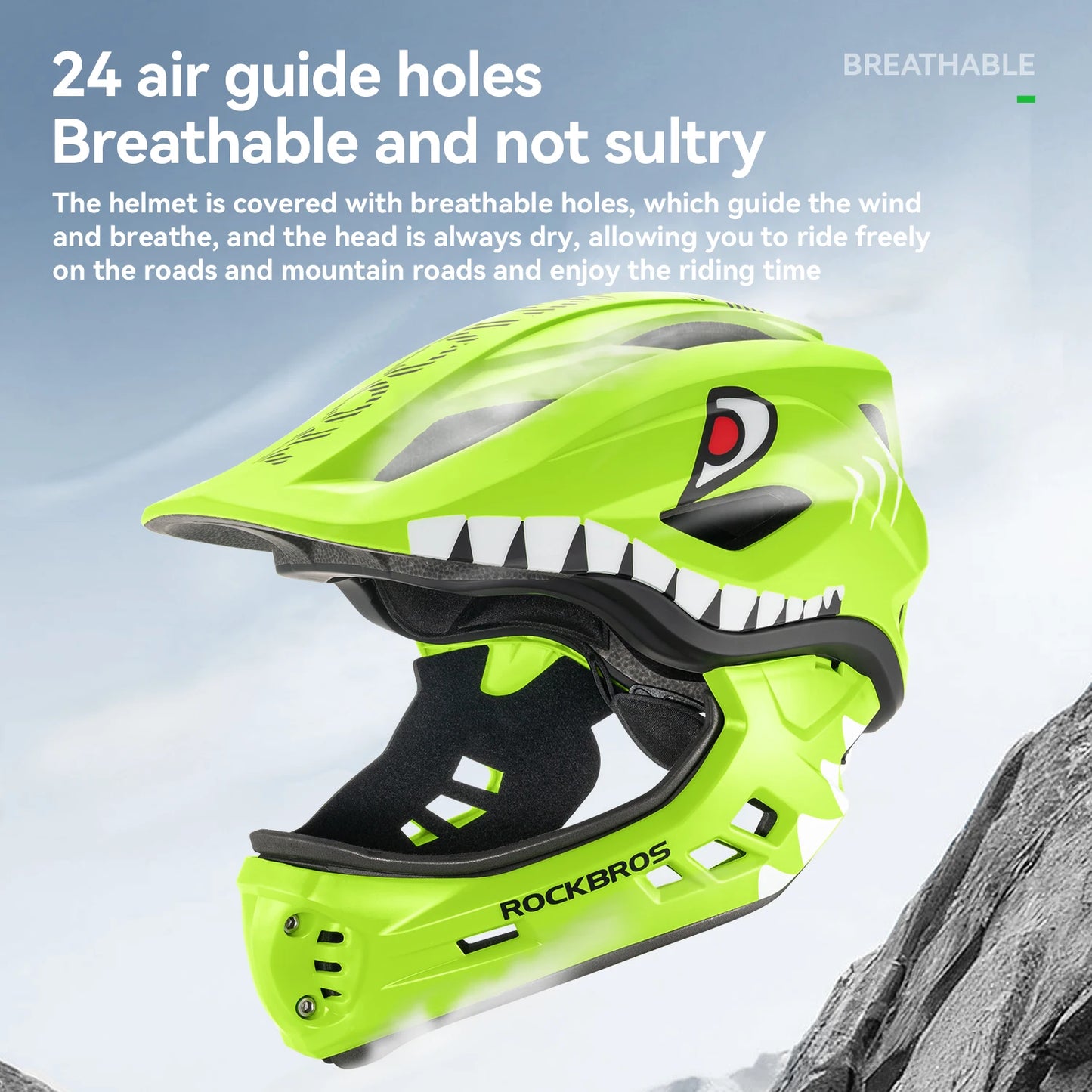 ROCKBROS Child Cycling Helmet With Detachable Full Face