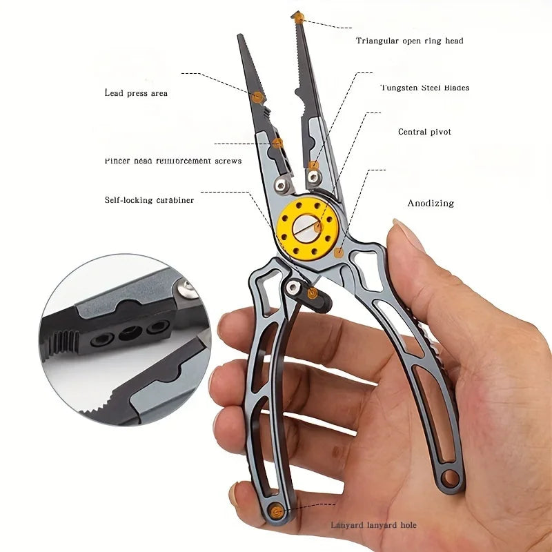 Aviation Aluminum Multi-Functional Fishing Pliers With Line Cutting