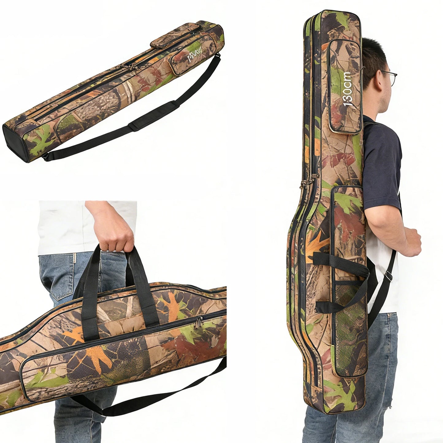 Waterproof Folding Fishing Rod Holdall Bag Oxford Carry Case