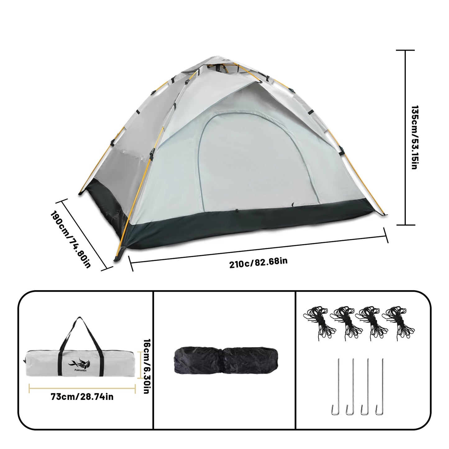 Pakicetus Windproof Lightweight Family Camping Tent With Easy Setup