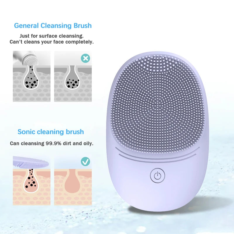 Silicone Facial Cleansing Brush Sonic Vibration Deep Clean