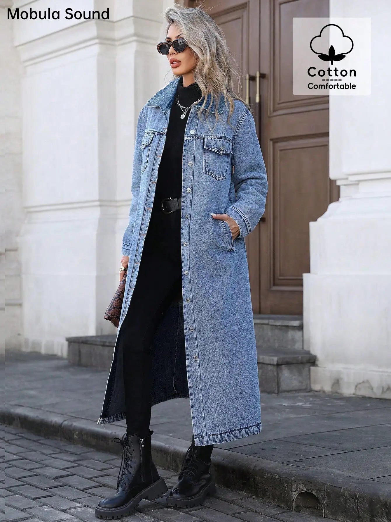 Womens Denim Jacket Y2K Style Button Front Cotton Casual
