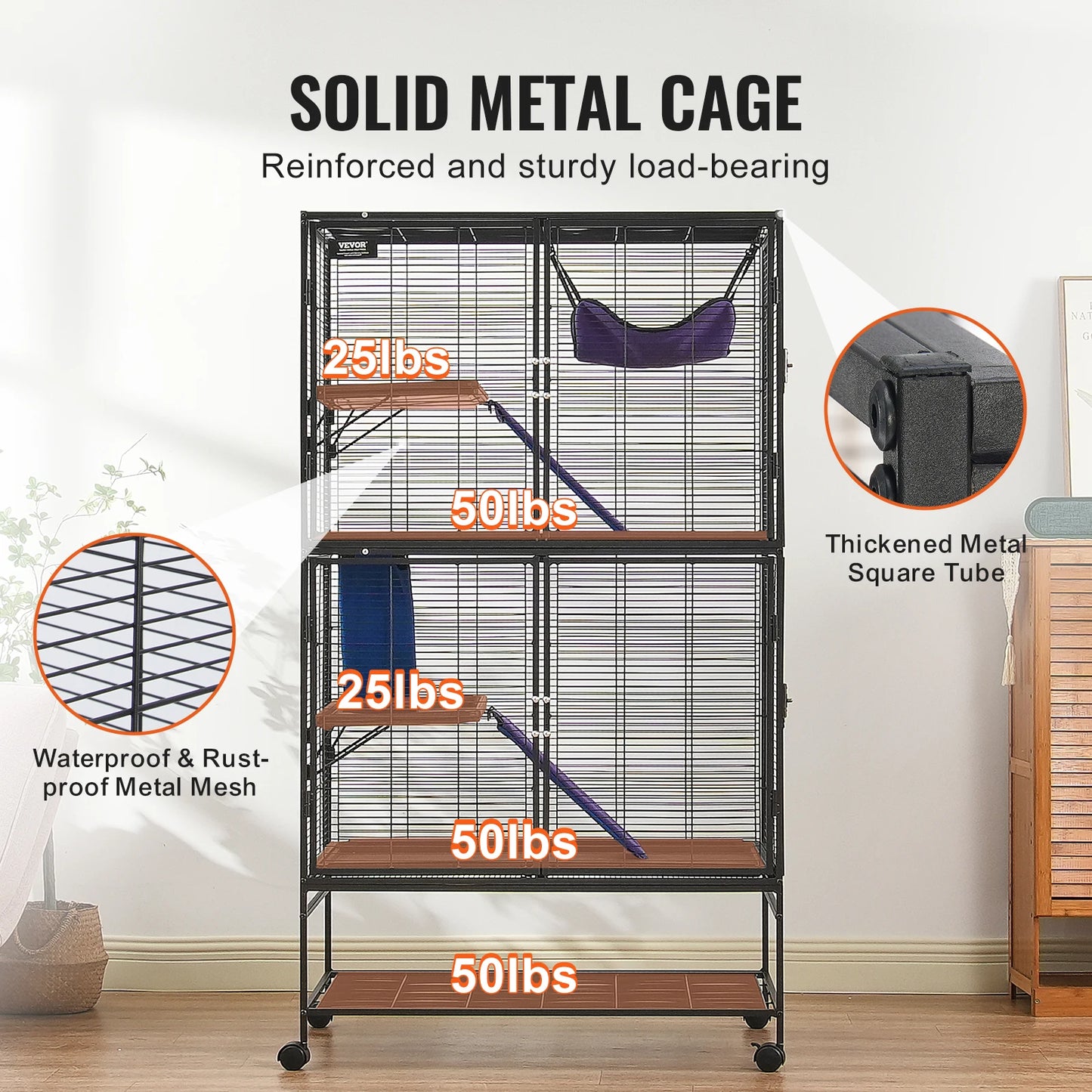 SucceBuy 4 Tier Rolling Metal Cage for Small Animals