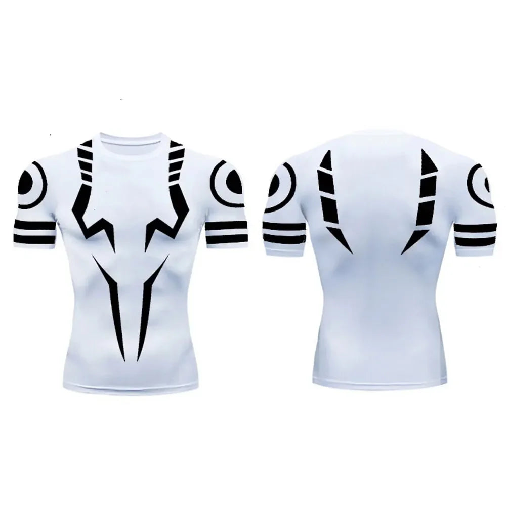 Anime Jujutsu Kaisen Compression T Shirt Men 3D Print Sukuna Breathable Football Fitness Tight Sportswear Quick Dry Riding Tops