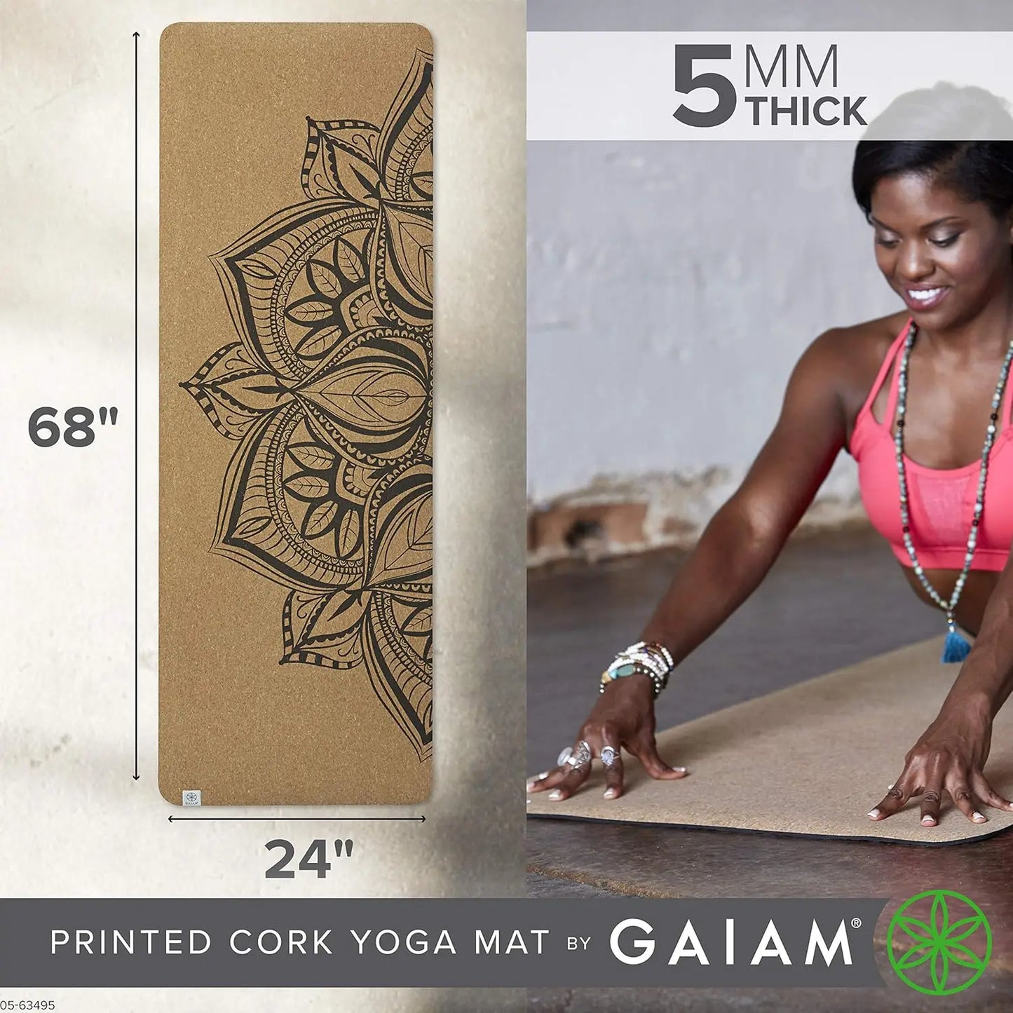 Natural Cork Yoga Mat With Non Slip TPE Backing Sweat Resistant