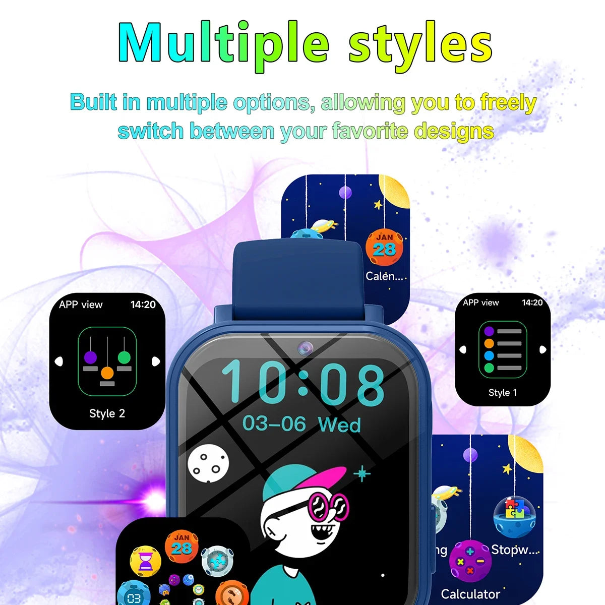Odelettevcy Kids Smart Watch With 18 Games Camera Sleep Monitoring
