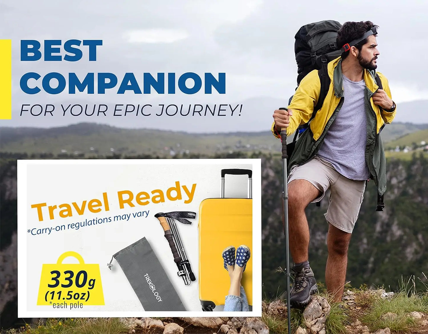 Lightweight Folding Hiking Poles With Adjustable Height