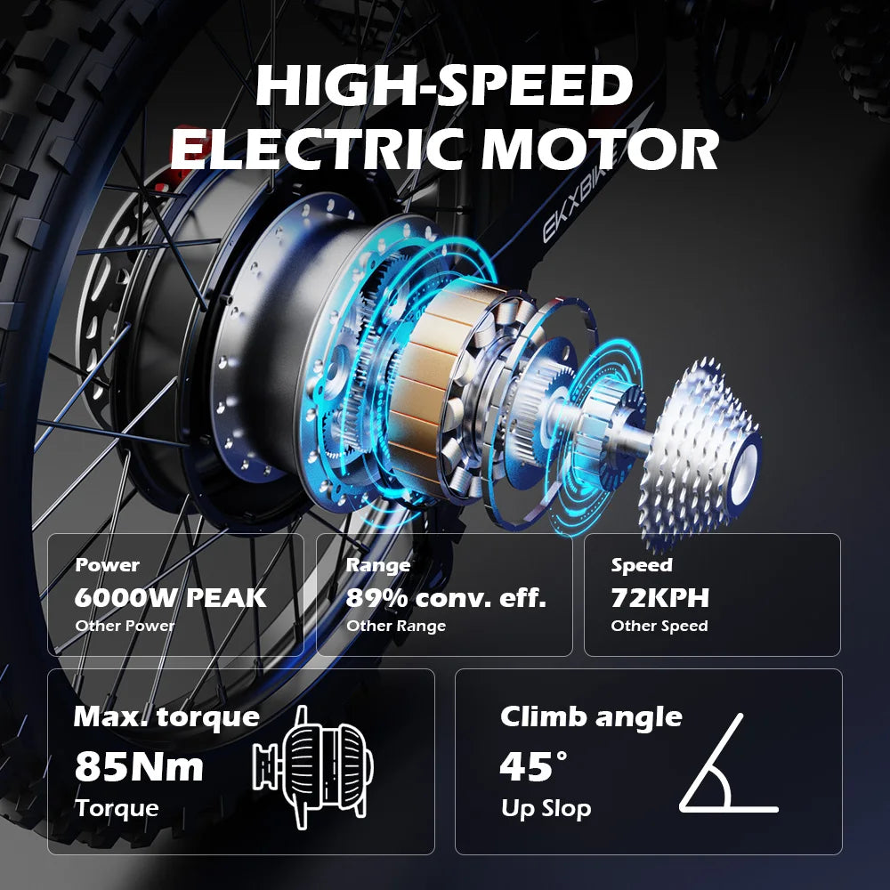 EKX TX1 Electric Bike 6000W Peak Motors 60V 30Ah Ebike