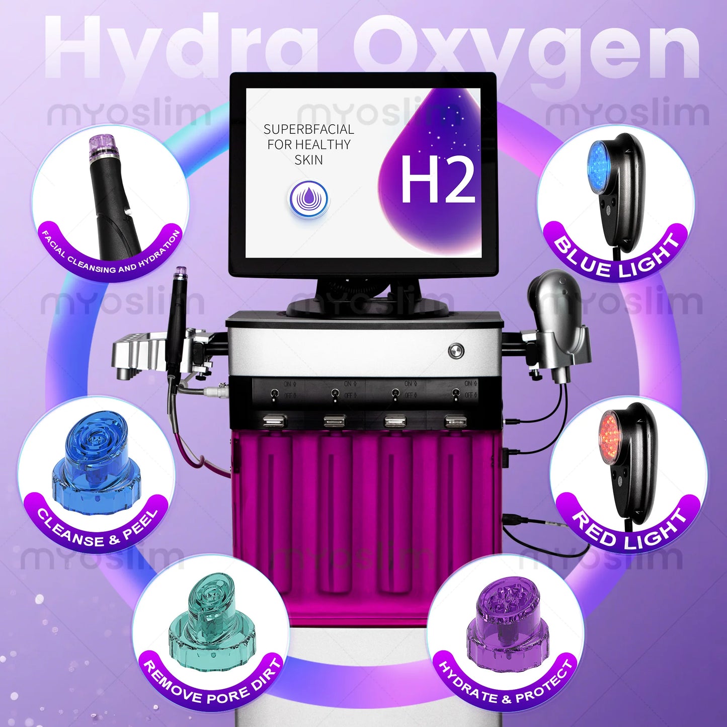 Hydra Oxygen Facial Multifunction Machine For Skin Cleaning And Rejuvenation