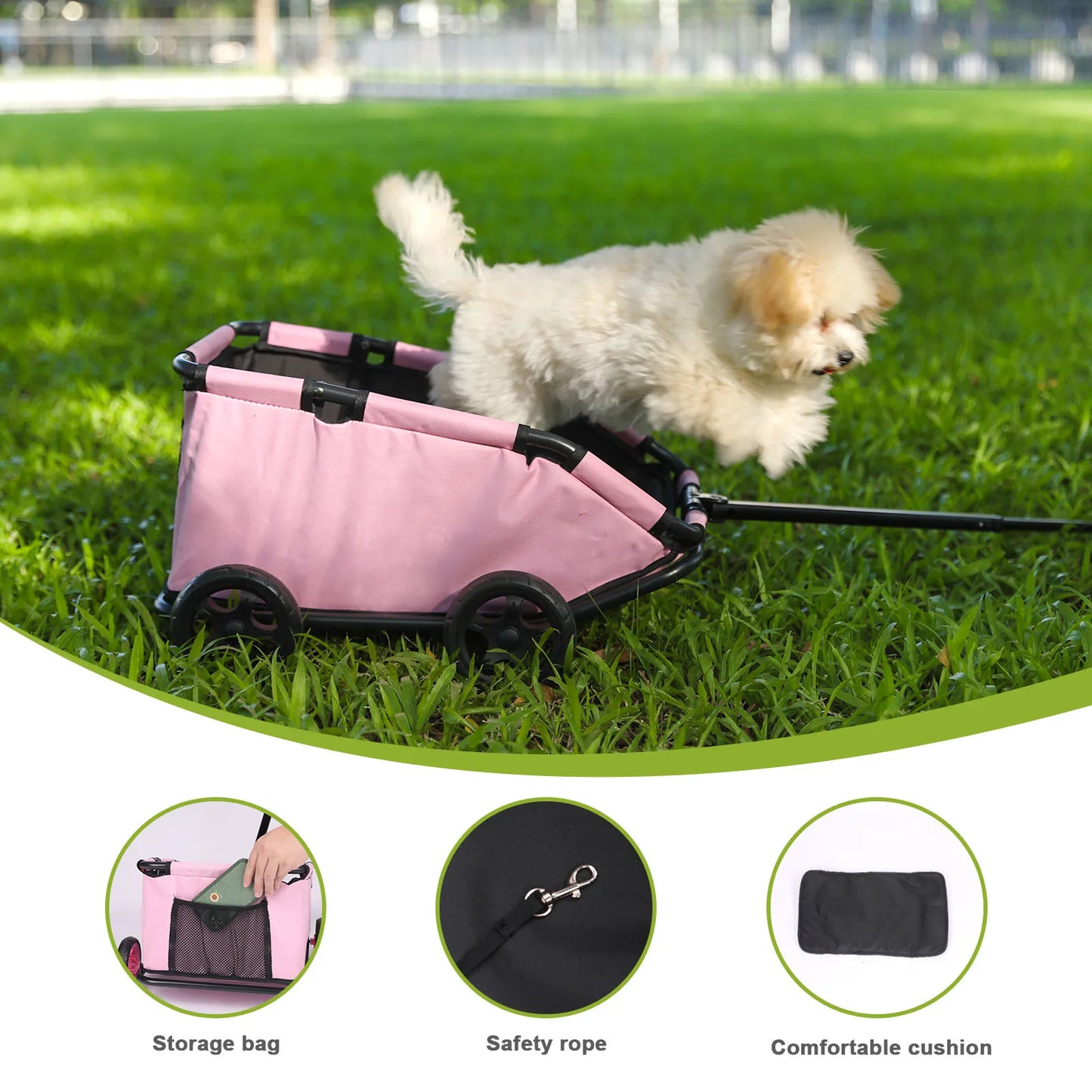 Small Pet Cart Folding Dog Stroller 360 Rotating Carrier