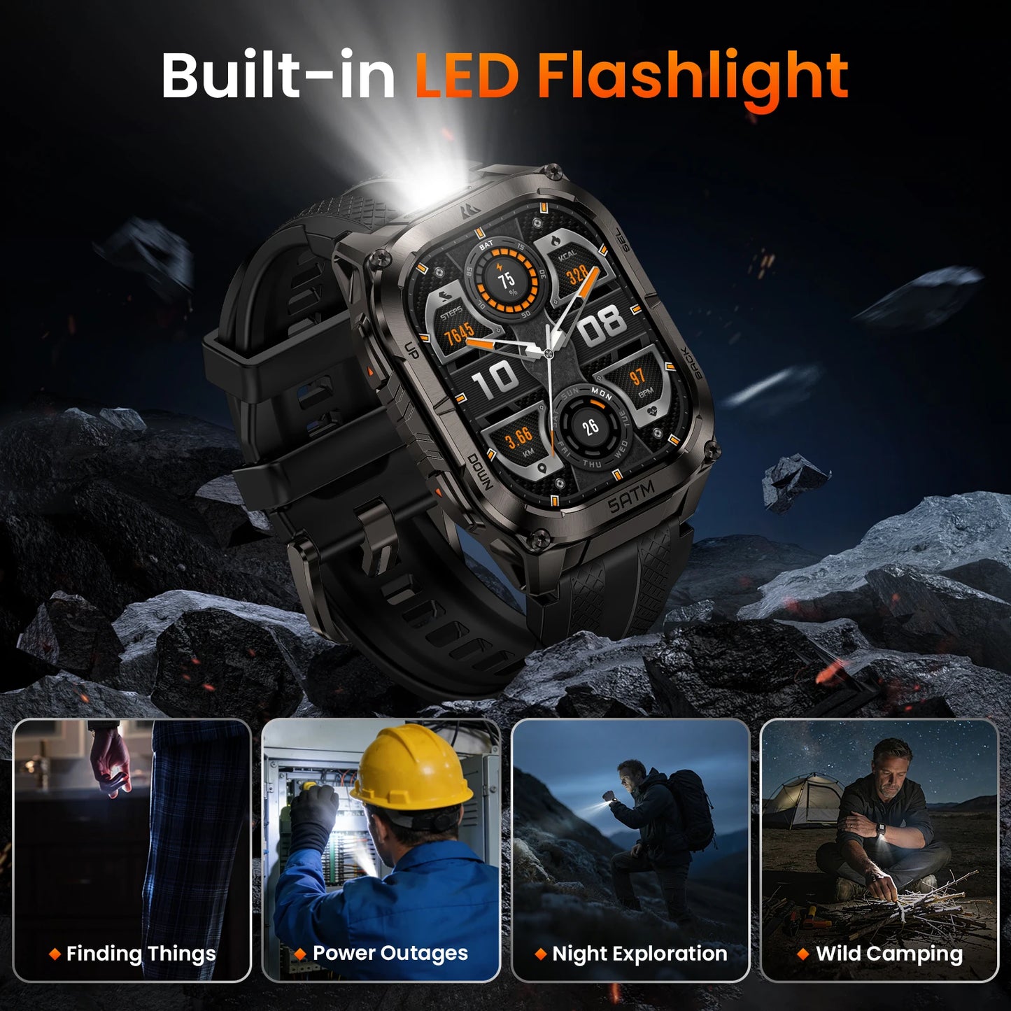 Kospet Tank M4C MilitaryGrade Rugged Smartwatch With GPS Flashlight